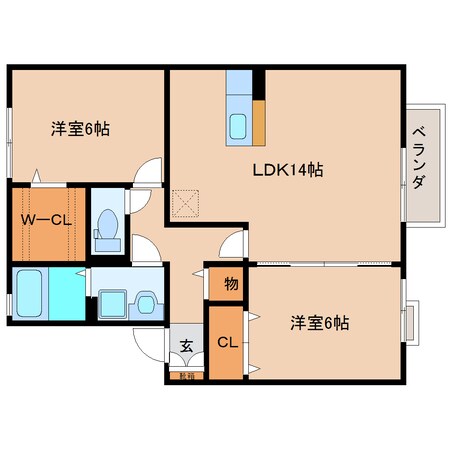 近鉄下田駅 徒歩18分 2階の物件間取画像